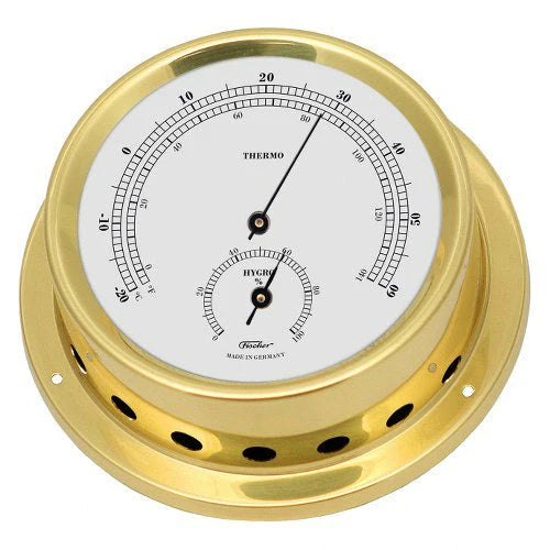 Brass Barometer, Thermo/Hygro on Cherry Weather Station