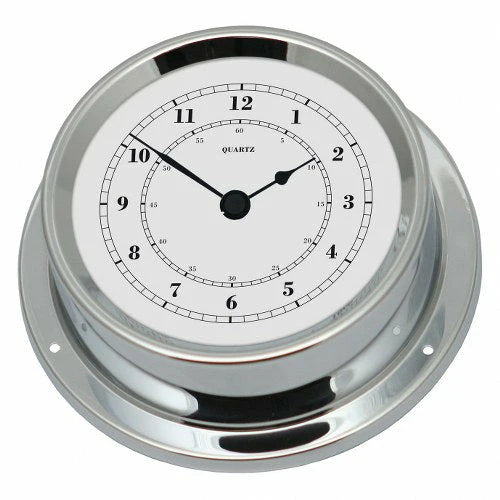 Polished Chrome &amp; White Dial 125mm Quartz Clock