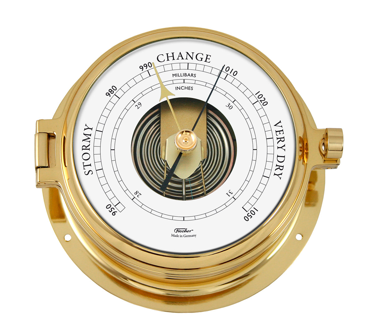 Polished Brass Marine Tide Clock &amp; Barometer Combo – Sleek &amp; Functional