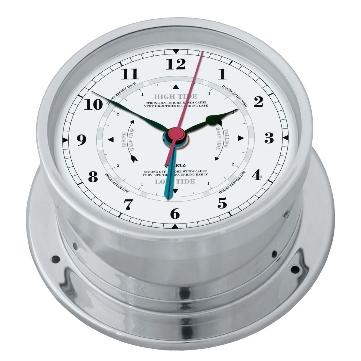 Polished Chrome Barometer &amp; Tide Clock Combo – Elegant Maritime Design