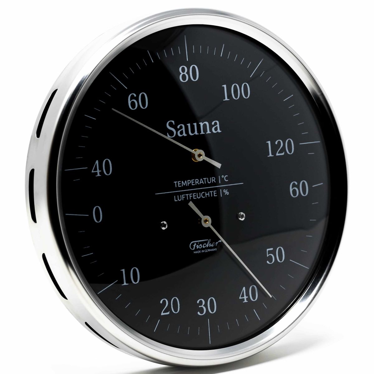 Sauna -Black - Thermometer &amp; Hygrometer 130mm