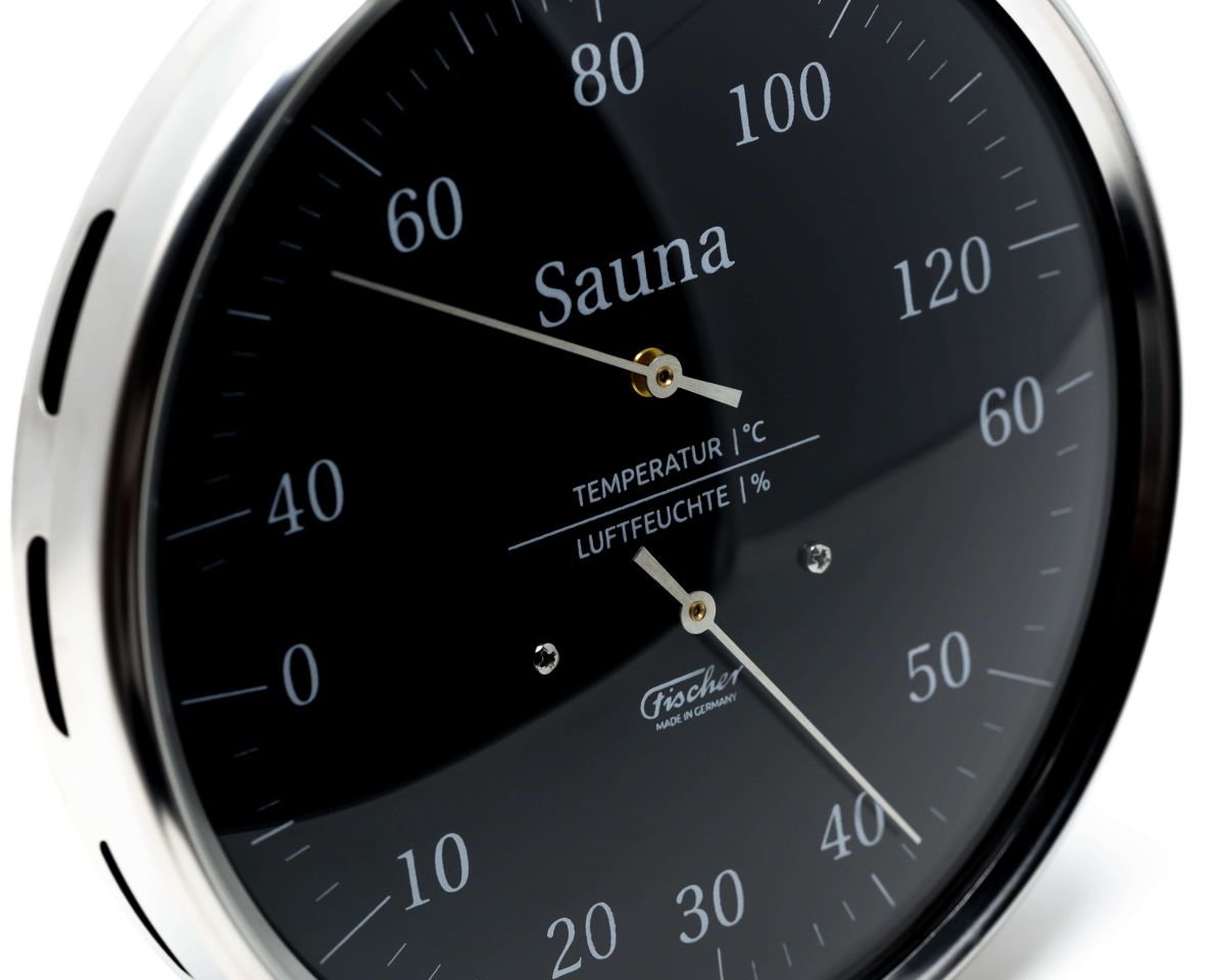 Sauna -Black - Thermometer &amp; Hygrometer 130mm