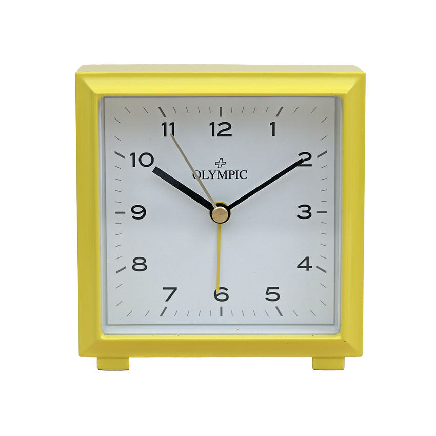 Square Metal Alarm Clock -Yellow